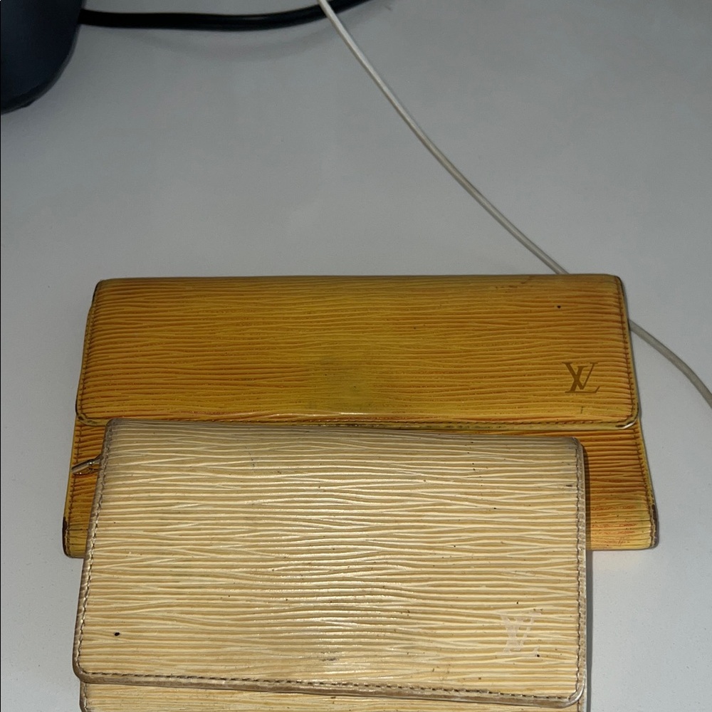 Louis Vuitton Mustard and Beige Wallet Duo